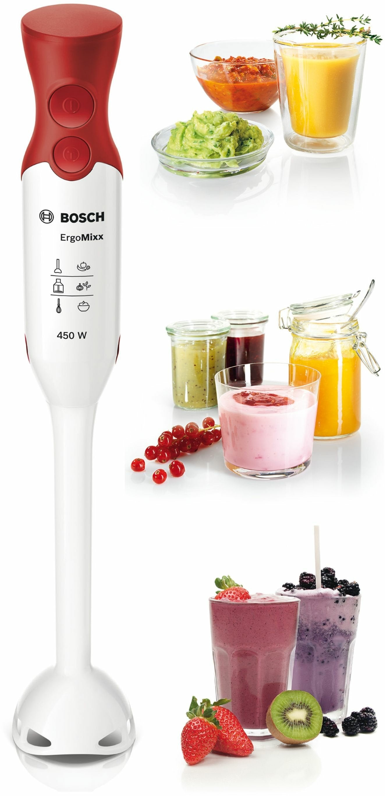 EAN 4242002678108 - Bosch MSM64010 licuadora Batidora de inmersión 450 W Rojo, Blanco imagen 1