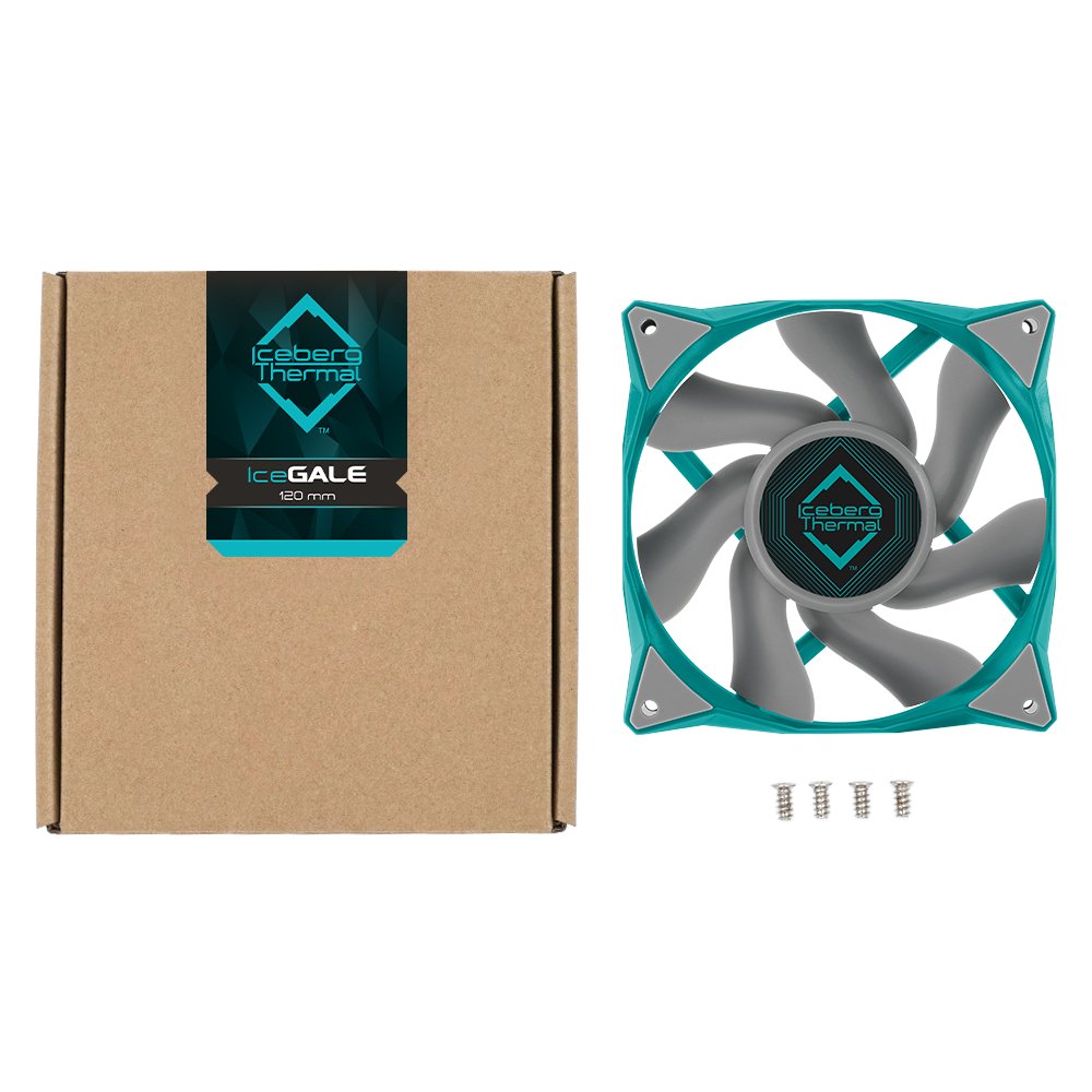 EAN 1230000071031 - Iceberg Thermal IceGALE Carcasa del ordenador Ventilador 12 cm Verde azulado 1 pieza(s) imagen 4