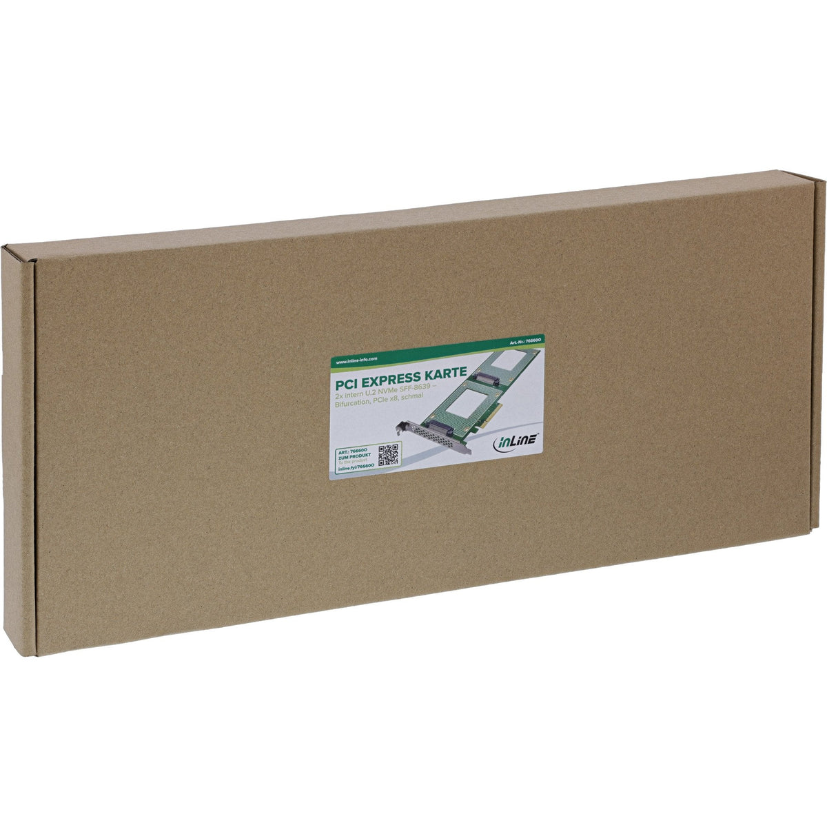 Inline Pcie Tarjeta A 2x Interno U.2 Nvme Sff-8639 Bifurcation - Pcie X8 - Schmal