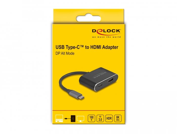 Delock Usb Type-C Adapter Zu Hdmi (Dp Alt Mode) 8k Mit Hdr Und Power Delivery 100 W