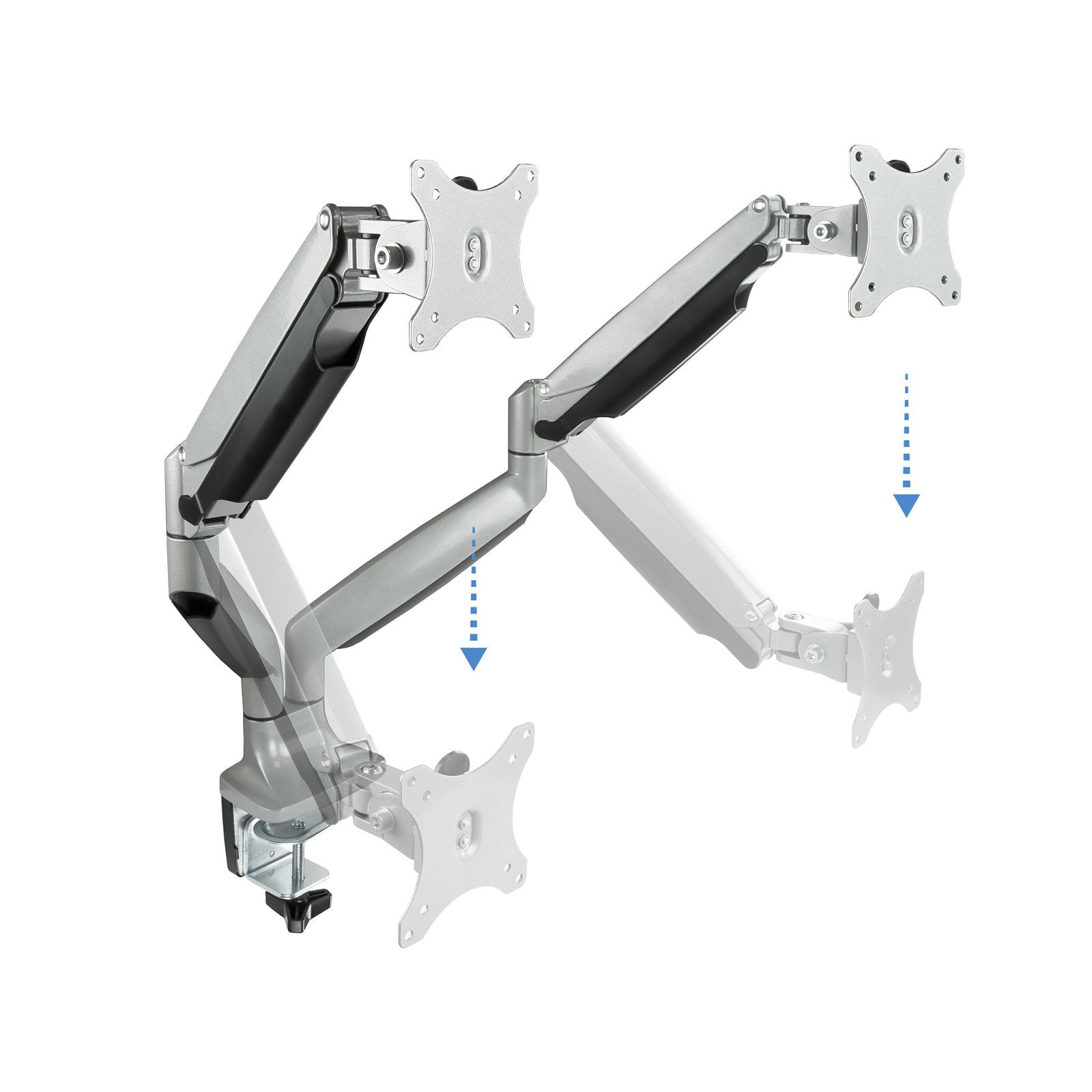 Tooq Soporte De Mesa Con Brazos Articulados Para 2 Monitores De 13"-32" - Giratorio E Inclinable - Piston De Gas - Peso