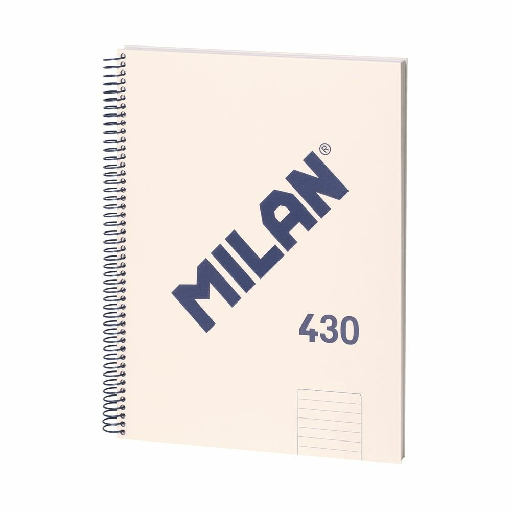 Milan Cuaderno Espiral Formato A4 Pautado 7mm - 80 Hojas De 95 Gr/M2 - Microperforado, 4 Taladros - Color Beige