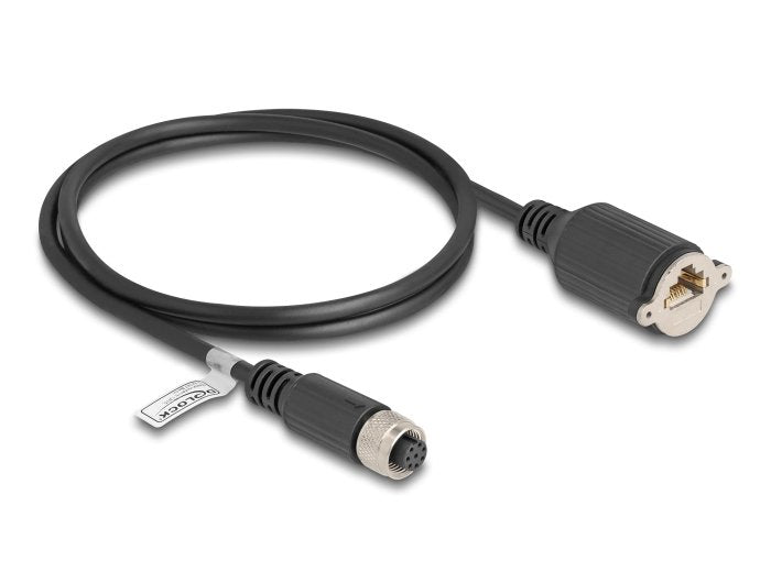 Delock M12 Cable A-Kodiert 8 Pin Hembra A Rj45 Hembra Cat.5e Ftp 1 M Negro