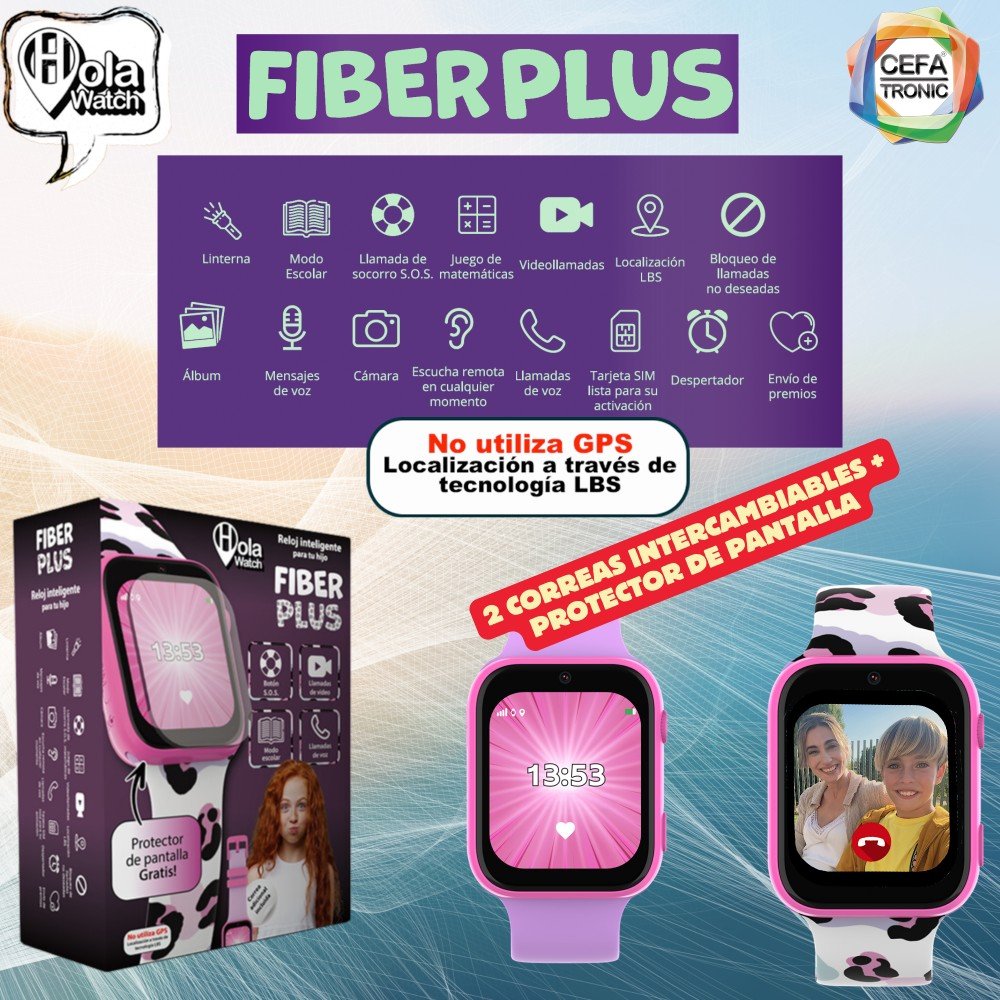 Hola Watch Fiber+ Rosa Smartwatch Para Niños 1.83" 4g
