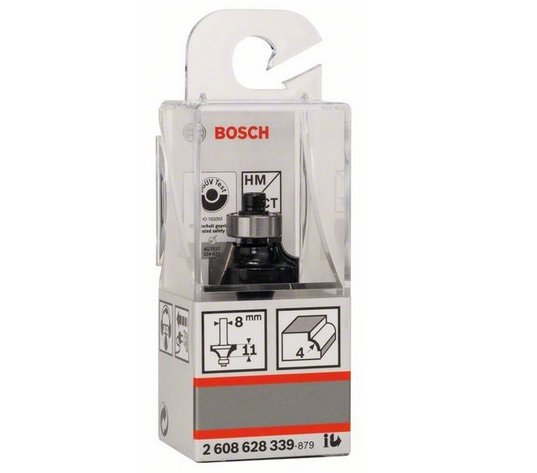 Bosch Professional Fresa Para Redondear Standard Para Madera, Radio 4 Mm, Eje Ø 8 Mm, Doble Filo, Rodamiento Axial De Bolas 2608628339