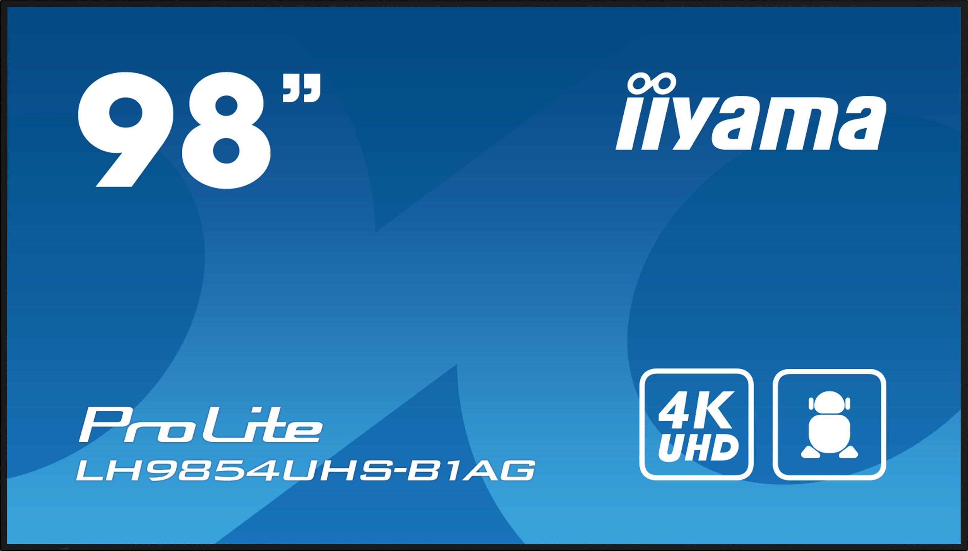 Iiyama Lh9854uhs-B1ag Pantalla Señalización 2,48 M (97.5") Lcd Wifi 500 Cd / M² 4k Ultra Hd Negro Procesador Incorporado Android 11 24/7