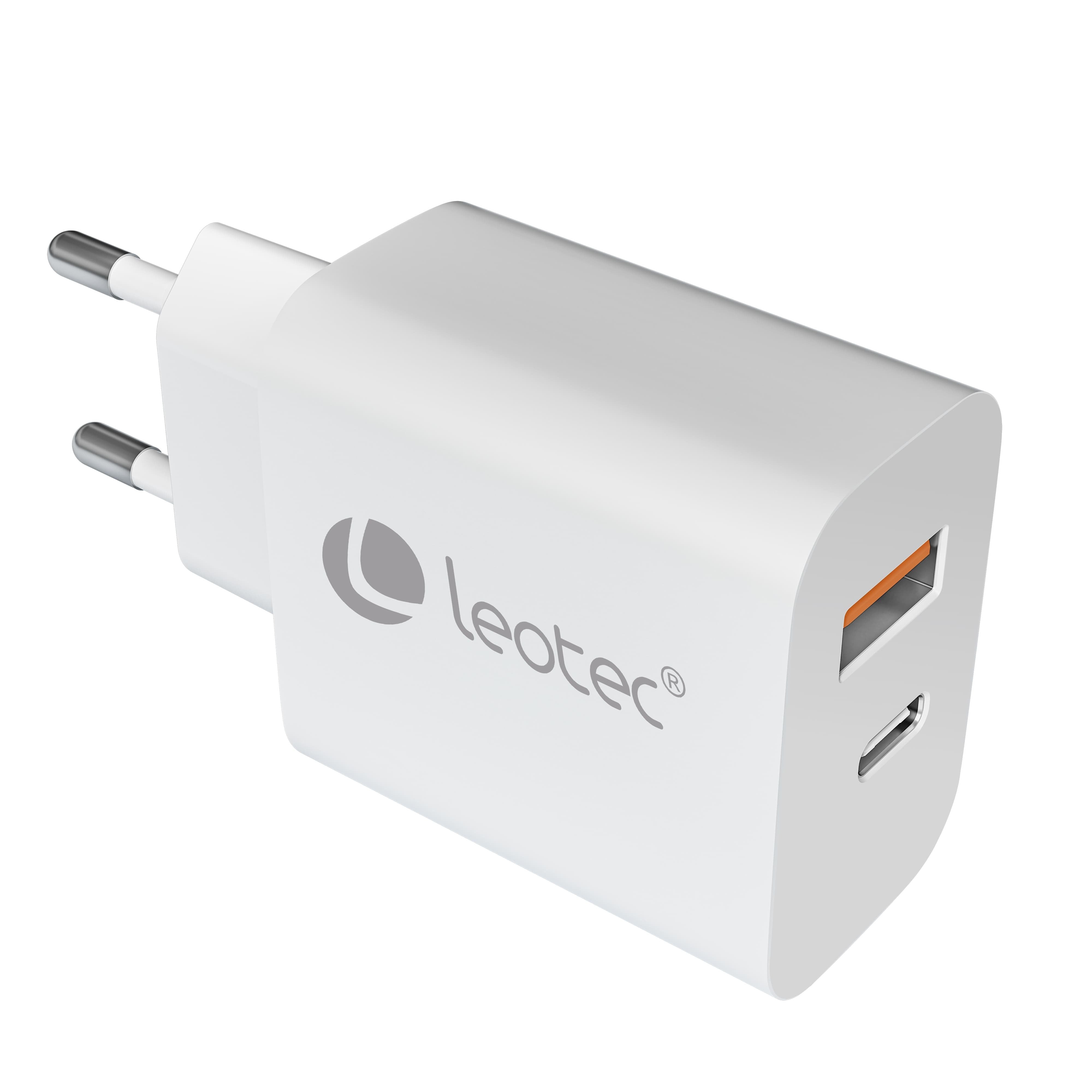Cargador Pared/Viaje Usb-C/Pd + Usb-A 30w Blanco Leotec Cargador 30w Gan Carga Rapida 1 Usb-C Pd + 1 Usb-A Blanco (Compatible Con Apple Y Samsung)