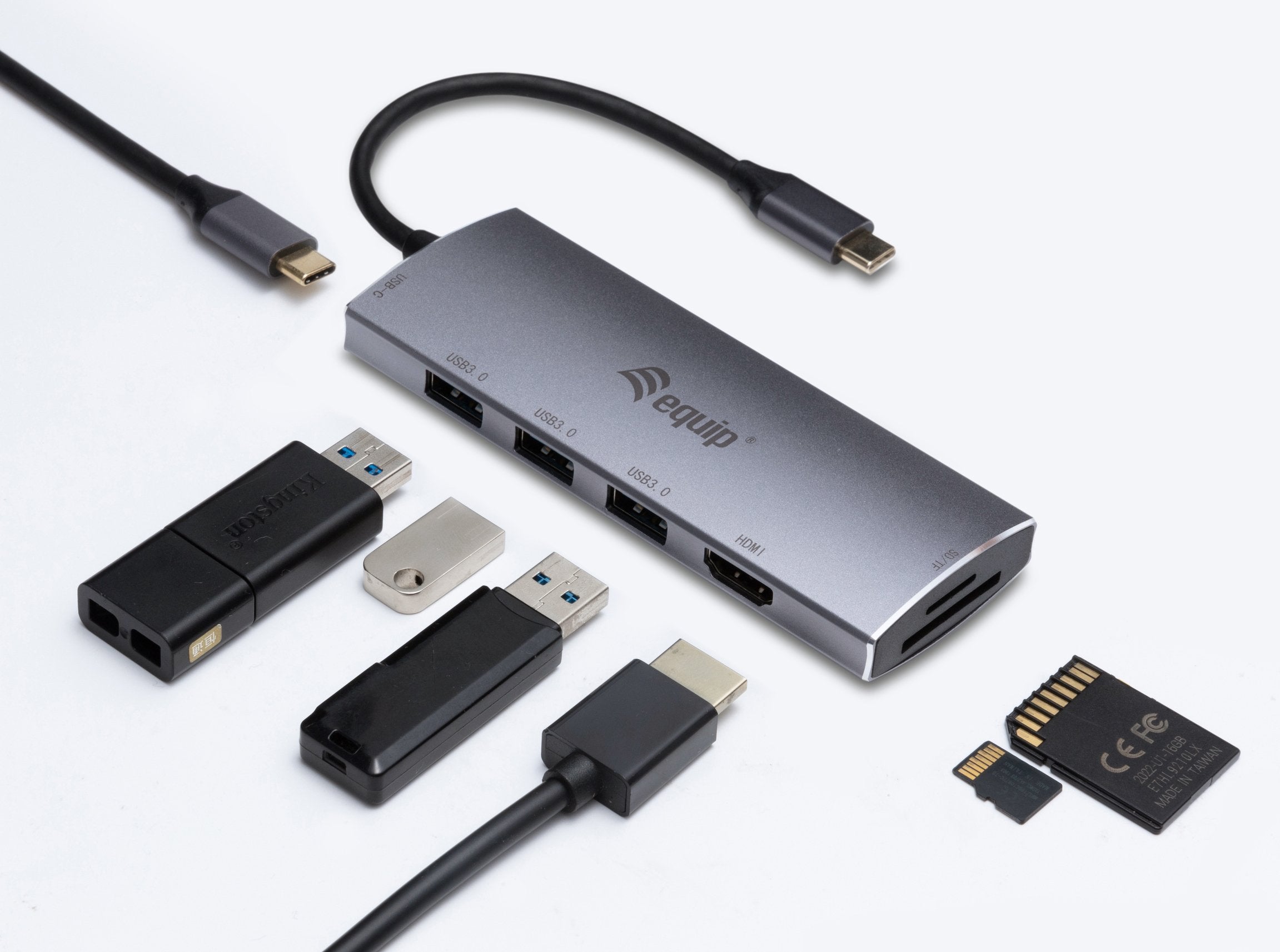 Equip Adaptador Usb-C -> Hdmi, 3xusb3.0, Pd, Sd, Tf4k60hz 0.15m Sw