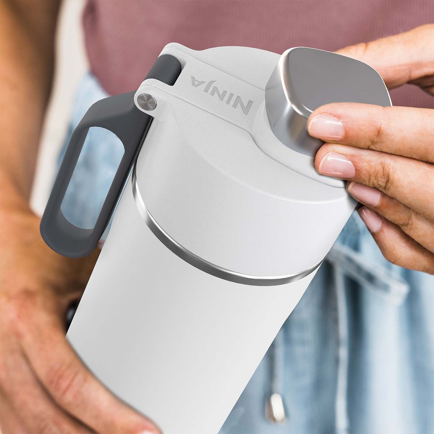 EAN 0622356293723 - Ninja Thirsti Uso diario, Fitness, Senderismo, Deportes 700 ml Plástico, Acero inoxidable Blanco imagen 4