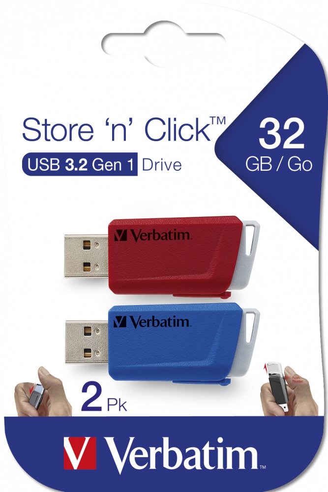 EAN 0023942493082 - Verbatim Store 'n' Click unidad flash USB 32 GB USB tipo A 3.2 Gen 1 (3.1 Gen 1) Azul, Gris, Rojo imagen 4