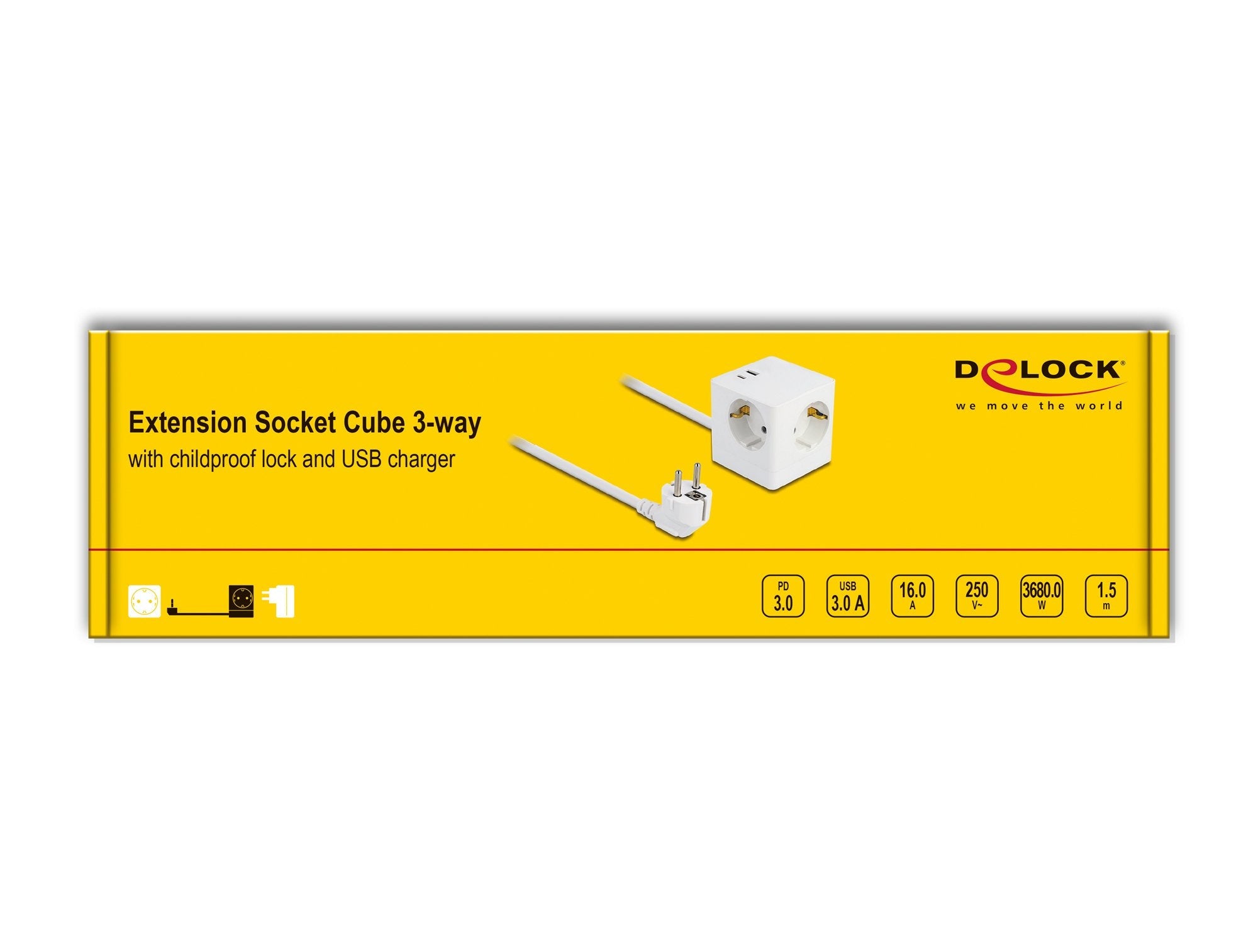 Delock Cubo De Enchufe Con Cable De Extensión 3 Tomas Con Bloqueo Infantil