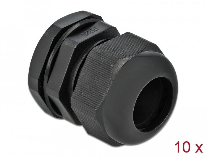 Delock Cableverschraubung Pg25 10 Stück Schwarz
