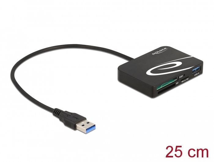 Lector De Tarjetas Externo Delock Memorias Xqd / Sd / Micro Sd + Puerto Usb Tipo-A
