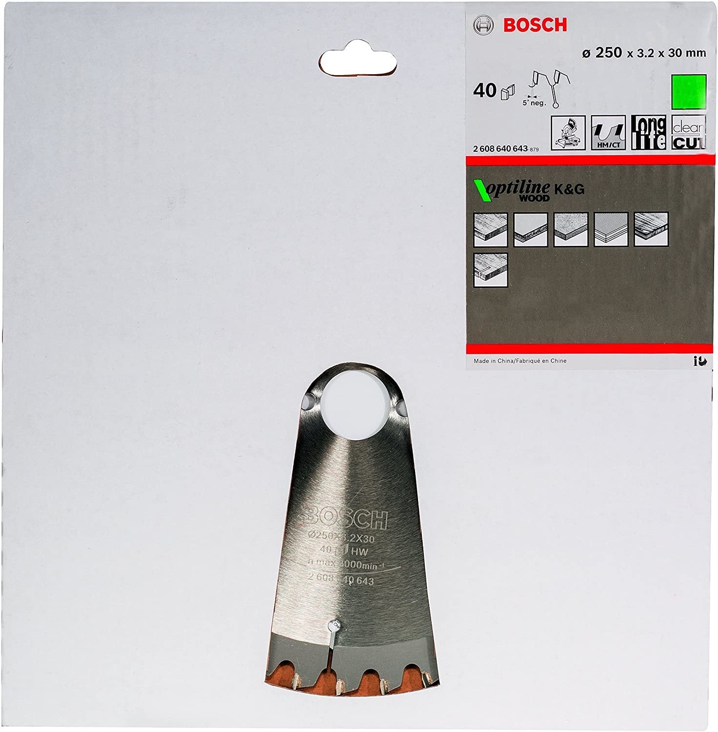Bosch Hoja De Sierra Circular Optiline Wood, Ø 250mm, 40z