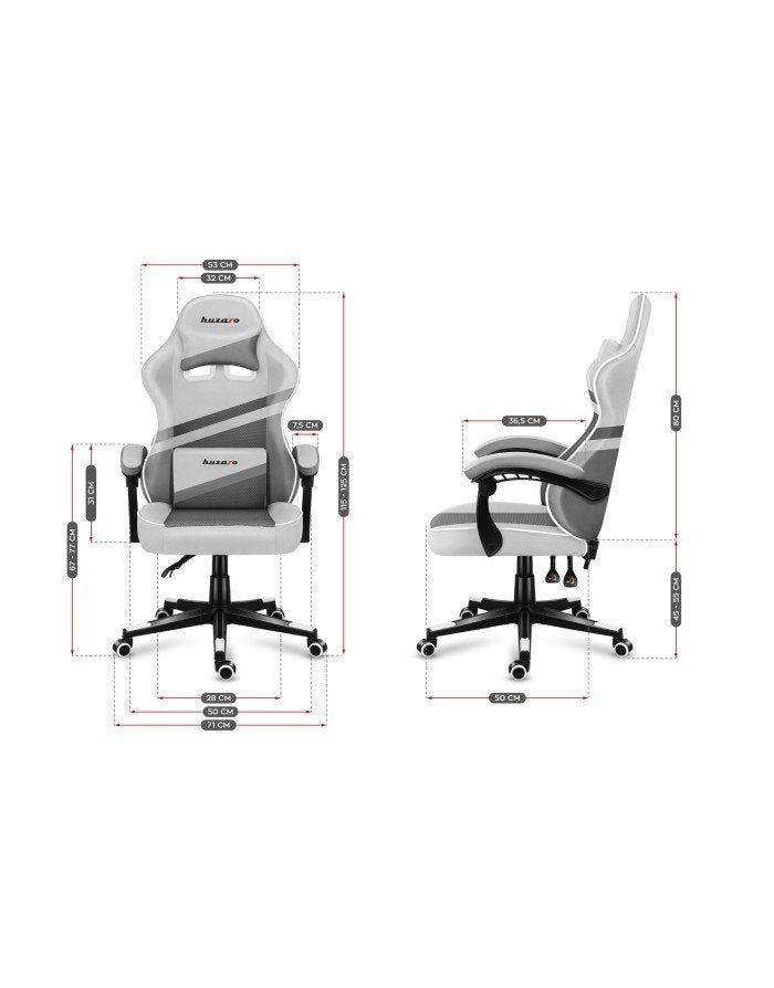 EAN 5903796013191 - Huzaro FORCE 4.4 Silla para videojuegos de PC Asiento (de seguridad) de butaca Gris, Blanco imagen 14