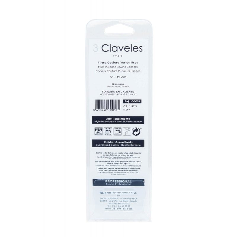 EAN 8410990000195 - 3 Claveles Multi Purpose tijera de costura 150 mm Acero inoxidable imagen 4