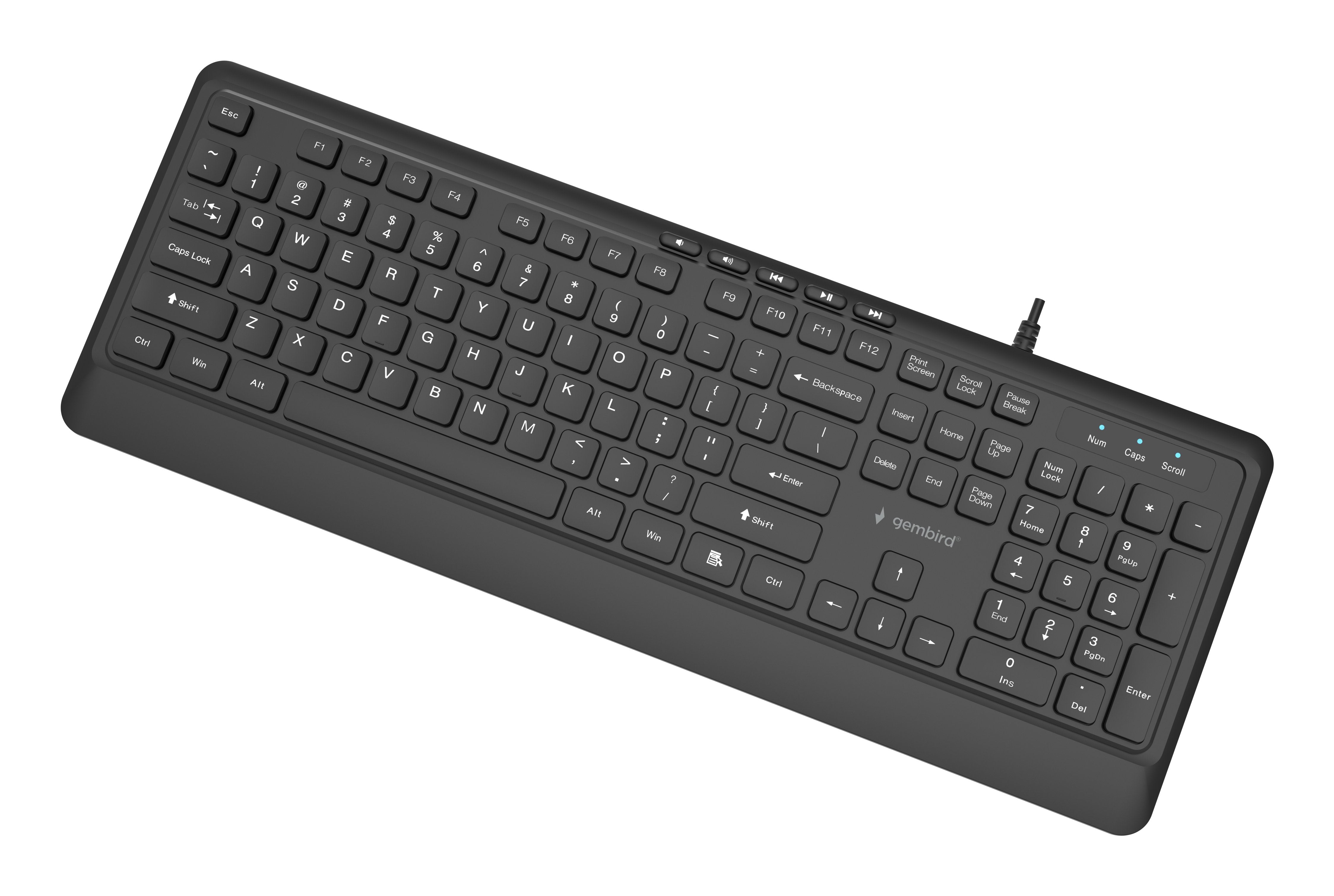Gembird Slim Wired Multimedia Keyboard Negro Us Layout