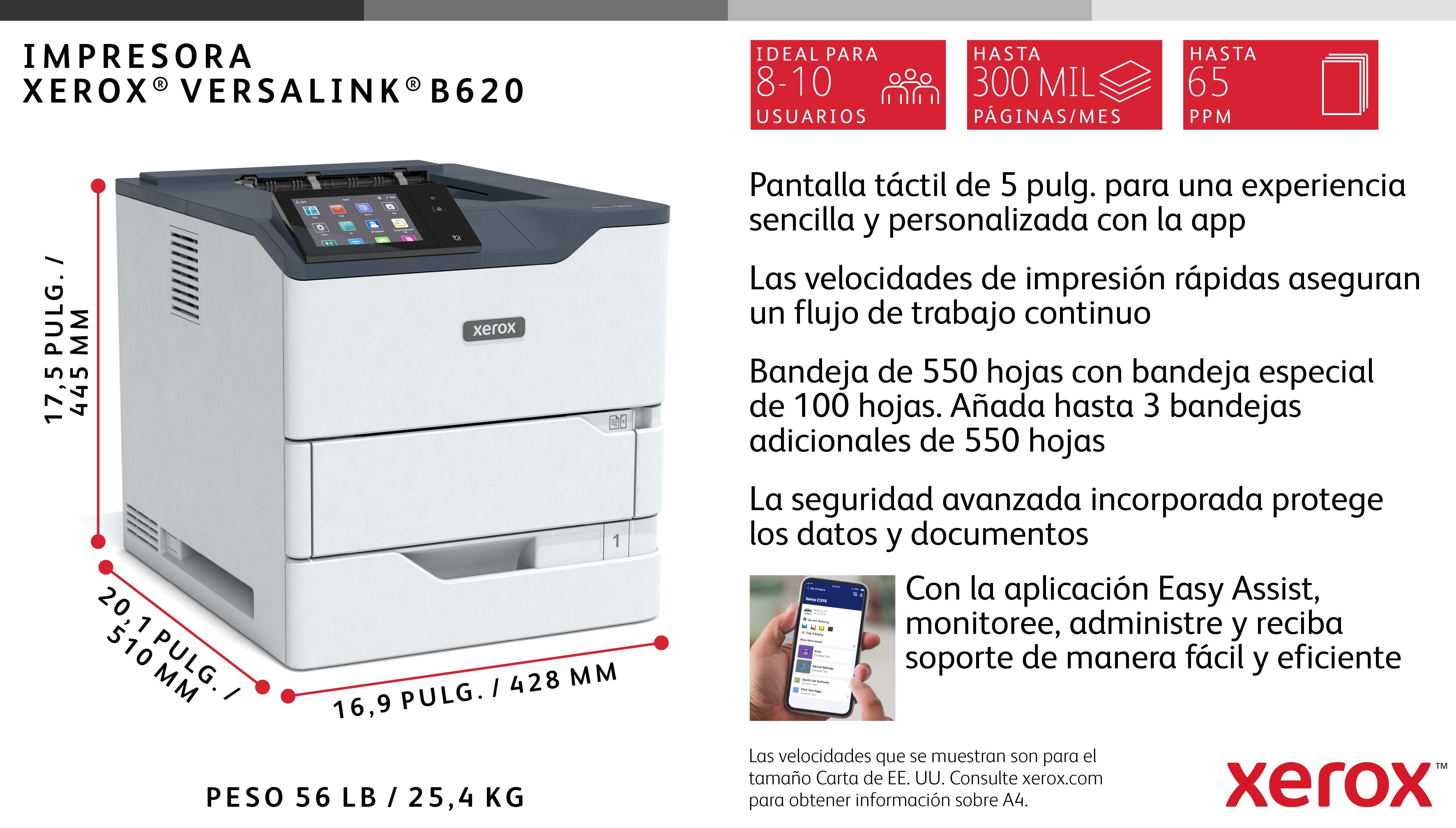 Xerox Versalink B620dn Mono Laser 61 Copias Min. A4