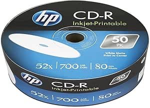 Hp Cd-R 700mb 52x Inkjet Printable White Ff Retractil 50 Discos
