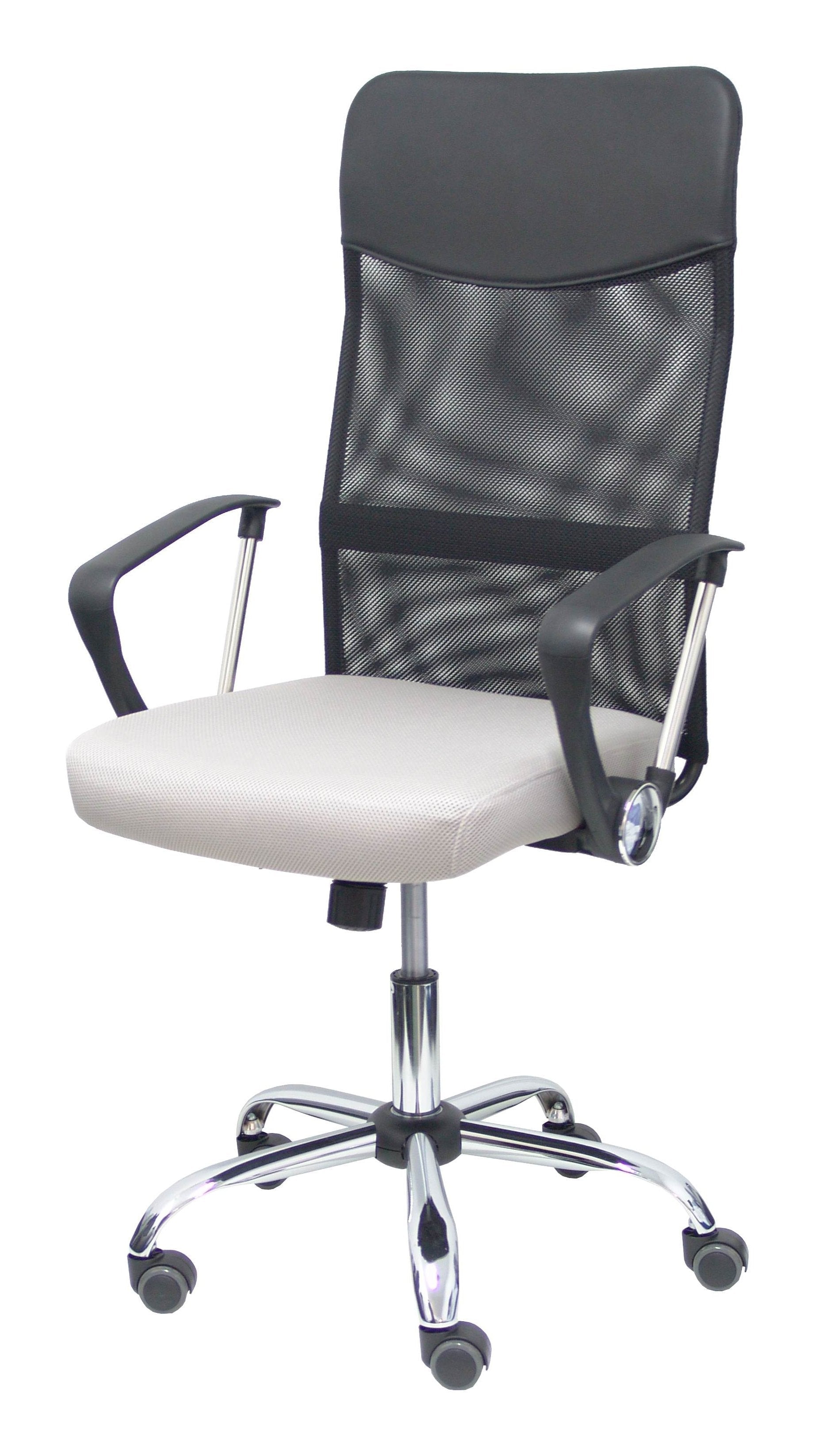 Silla Gontar Respaldo Malla Negro Asiento Gris Cla