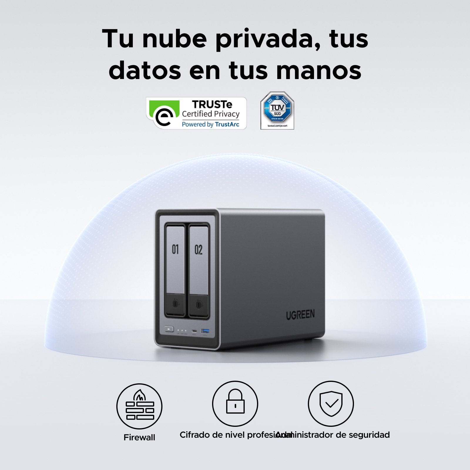 EAN 6941876223695 - Ugreen NASync DXP2800 NAS System 2-Bay Compacto Intel® N N100 8 GB DDR5 0 TB UGOS Pro Negro imagen 7