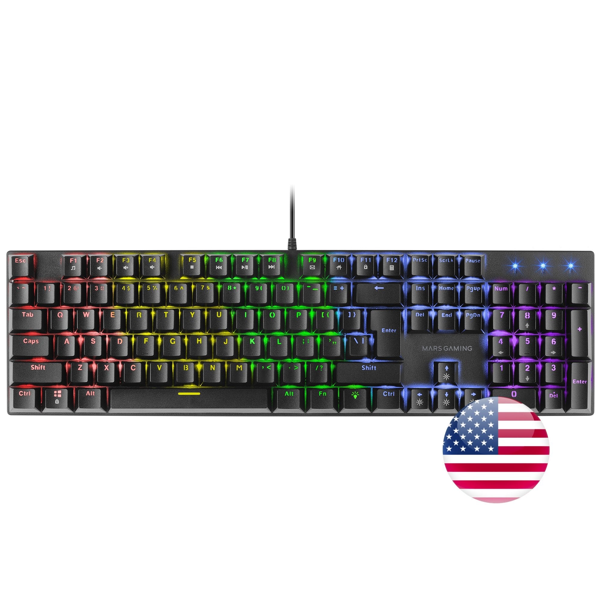 Mars Gaming Mk422 Teclado Gaming Mecanico - Iluminacion Rgb 12 Efectos - Teclas Doble Inyeccion - Switches Antipolvo -