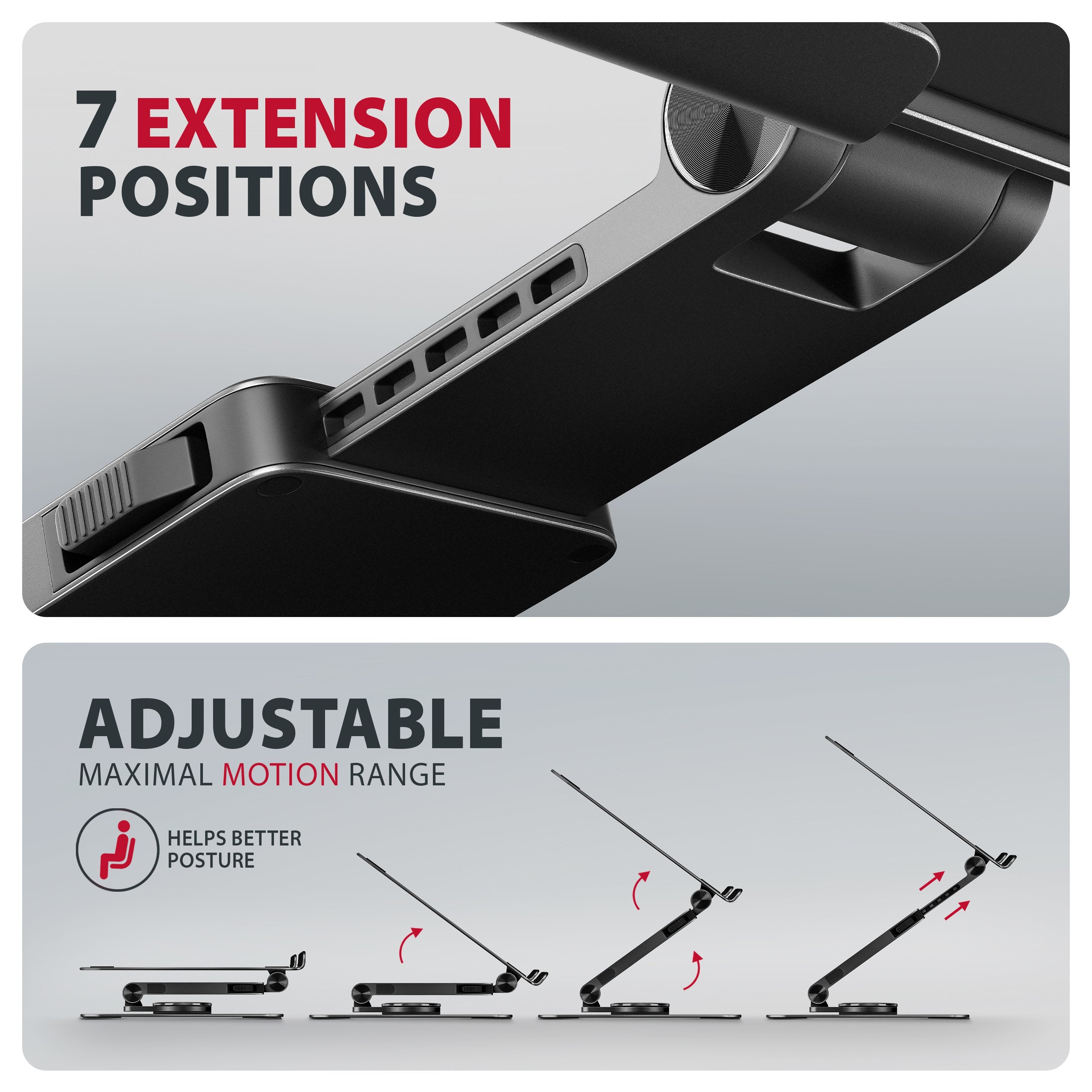EAN 8595247909206 - Axagon STND-LRB Laptop-Ständer, 360° drehbar, Doppelgelenk, verlängerbar Soporte para ordenador portátil imagen 4