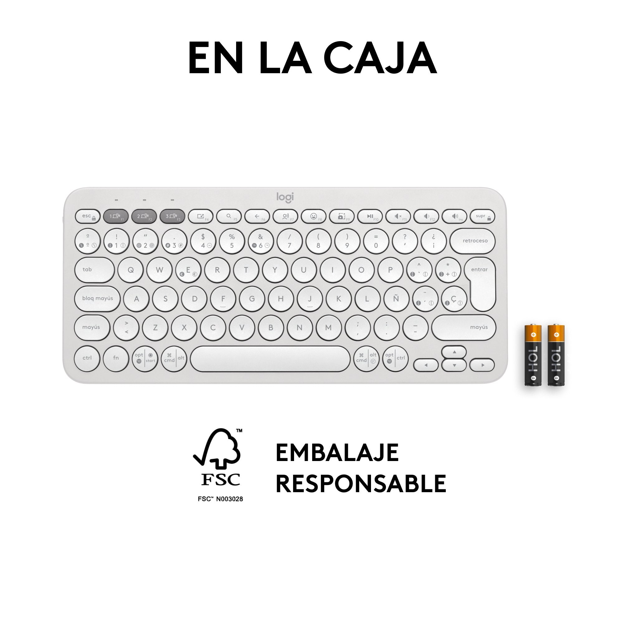 Teclado Logitech Pebble Keys 2 K380s Rf Wireless + Bluetooth Qwerty Blanco Español