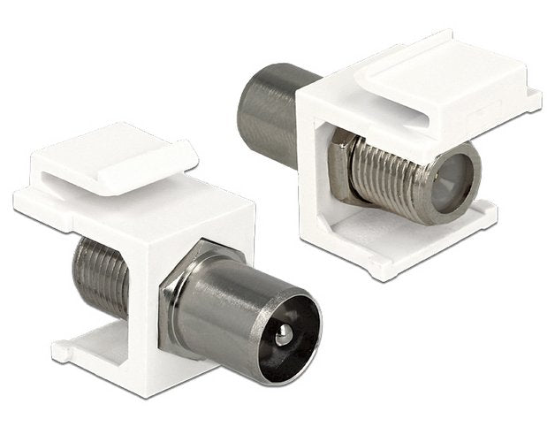 Keystone Modul Iec Stecker > F Buchse Weiss