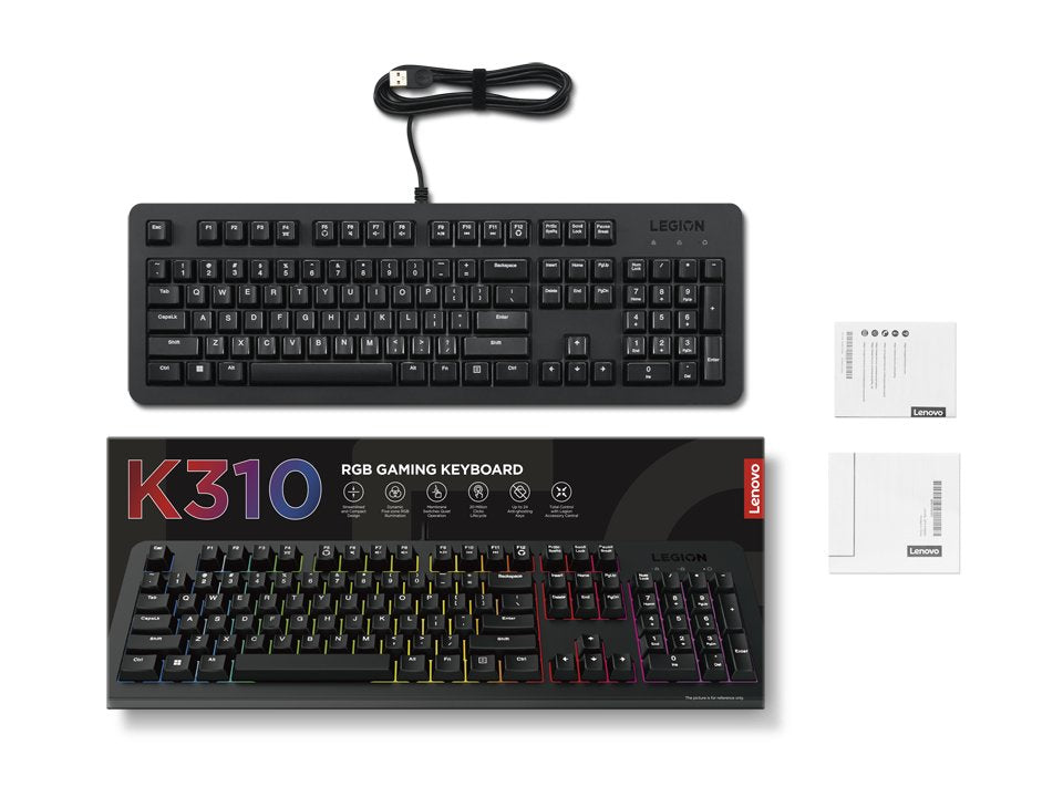 EAN 0195892097143 - Lenovo K310 teclado Juego USB Inglés de EE. UU. Negro imagen 11