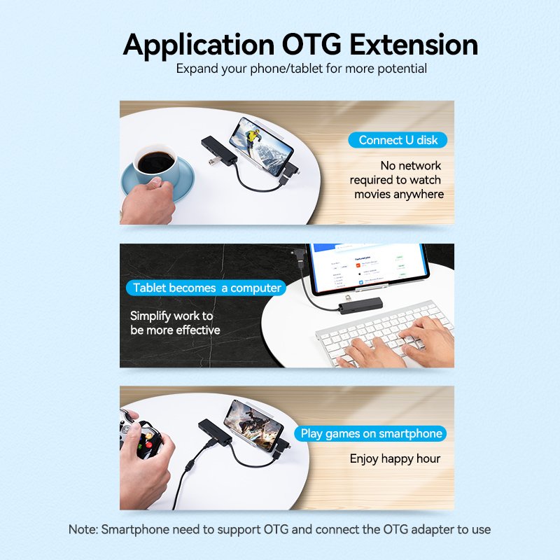 Hub Usb 3.0 Vention Chlbd 4xusb Microusb Pd 50cm