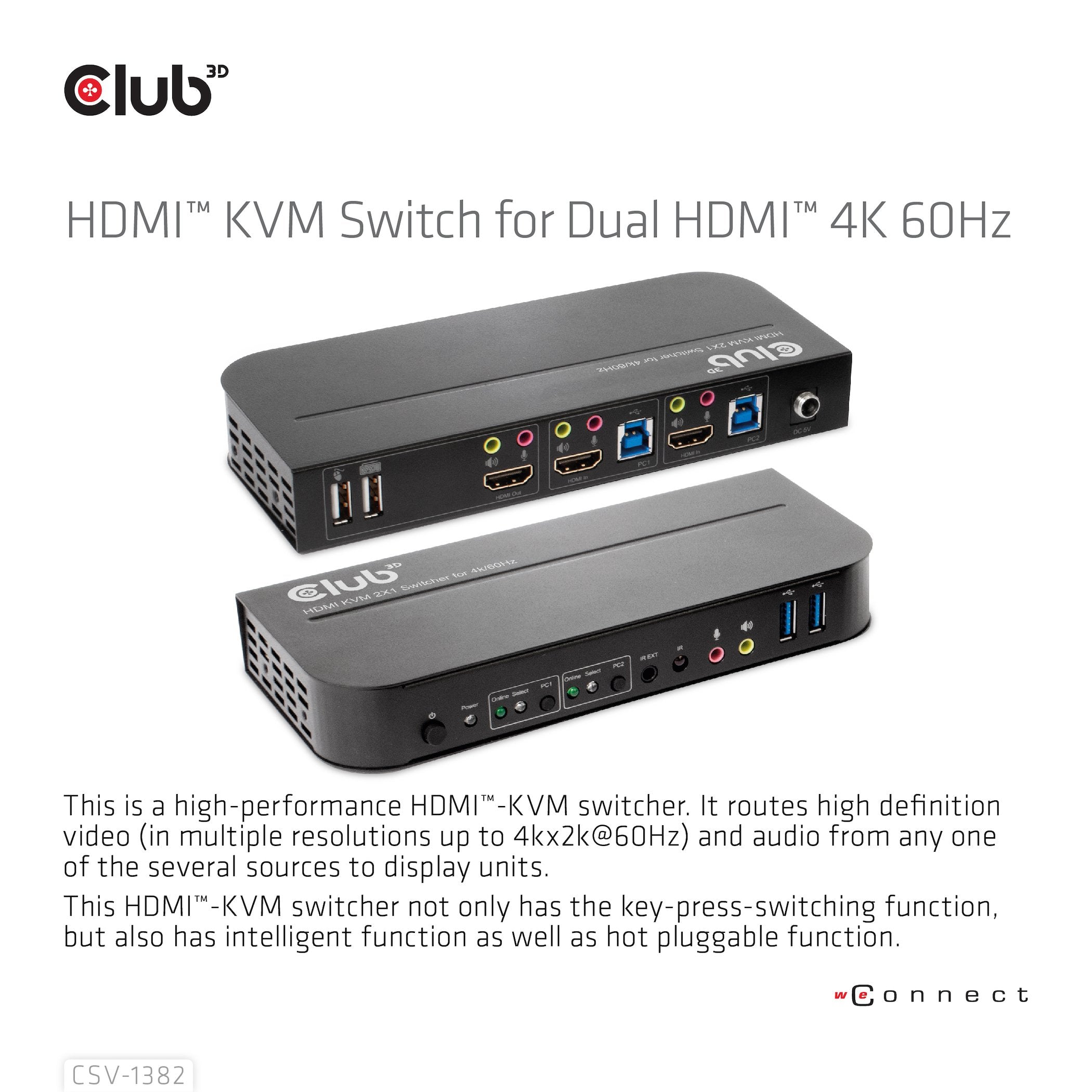 EAN 8719214472245 - CLUB3D CSV-1382 interruptor KVM Negro imagen 7