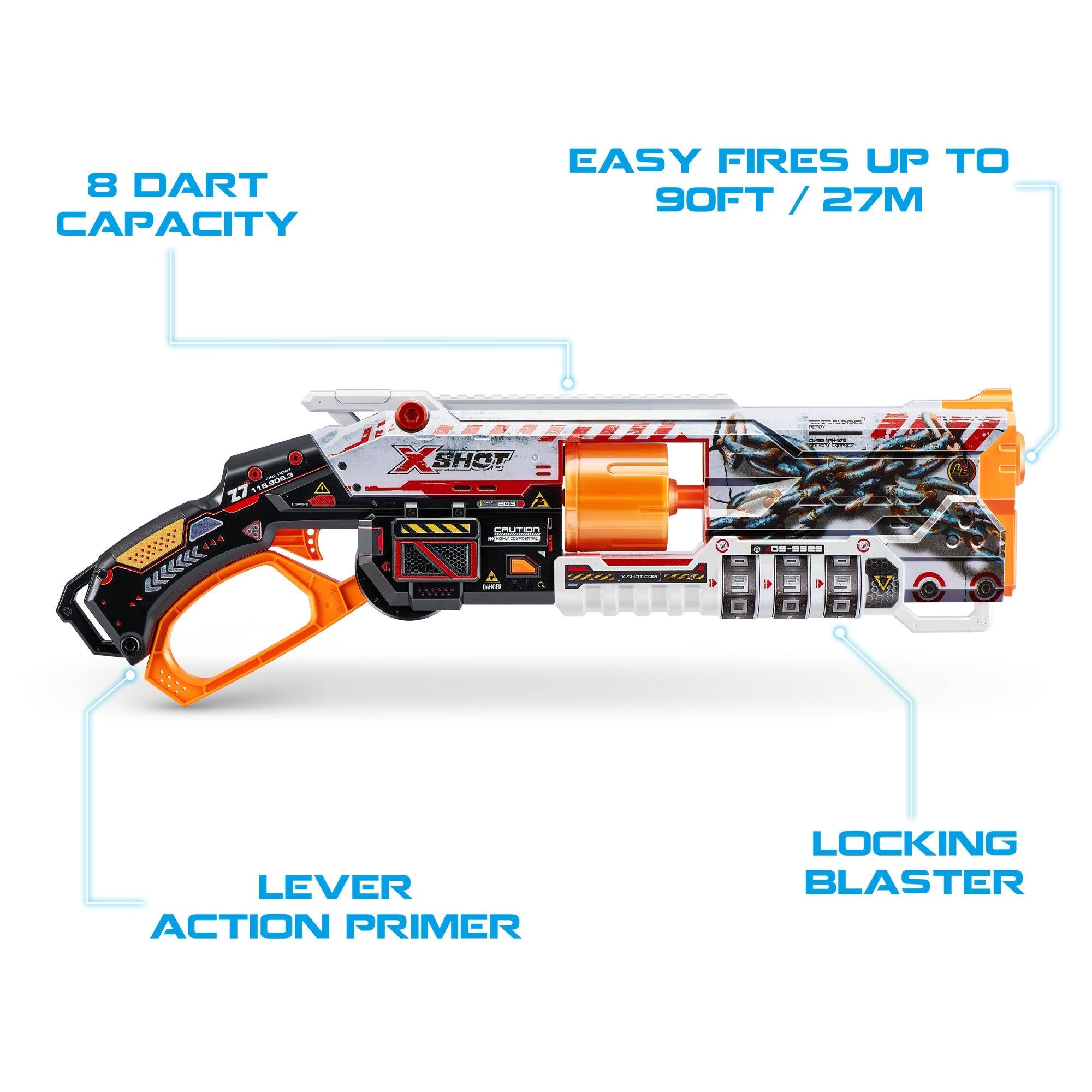 Zuru X-Shot Skins Lock Blaster Con Dardos, Dart Blaster 36606