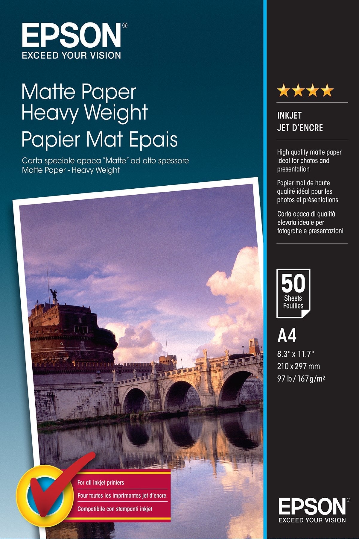 EAN 0010343818439 - Epson Heavy Weight, DIN A4, 167g/m² Blanco Mate imagen 1