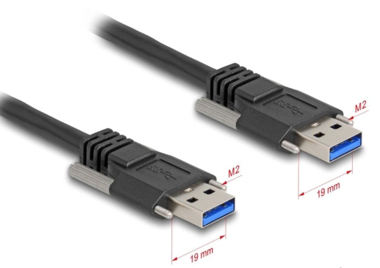 Delock Usb 5 Gbps Cable Typ-A Stecker Zu Typ-A Stecker Mit Schraubenabstand 19 Mm 1 M Schwarz