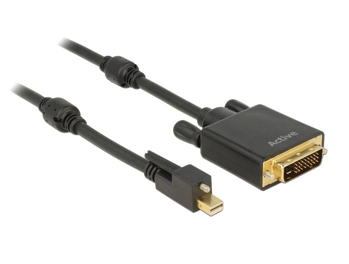 Delock Cable Mini Displayport 1.2 Macho Con Tornillo Dvi Macho 4k Activo Negro 2 M