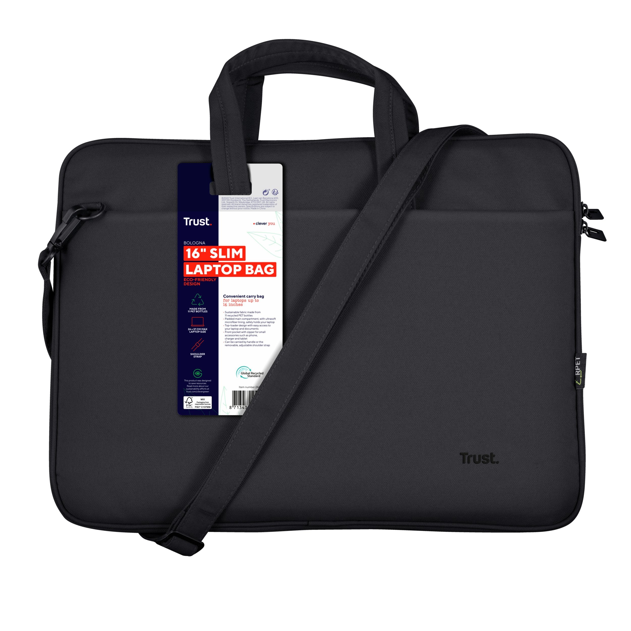EAN 8713439244472 - Trust Bologna 40,6 cm (16") Maletín Toploader Negro imagen 6