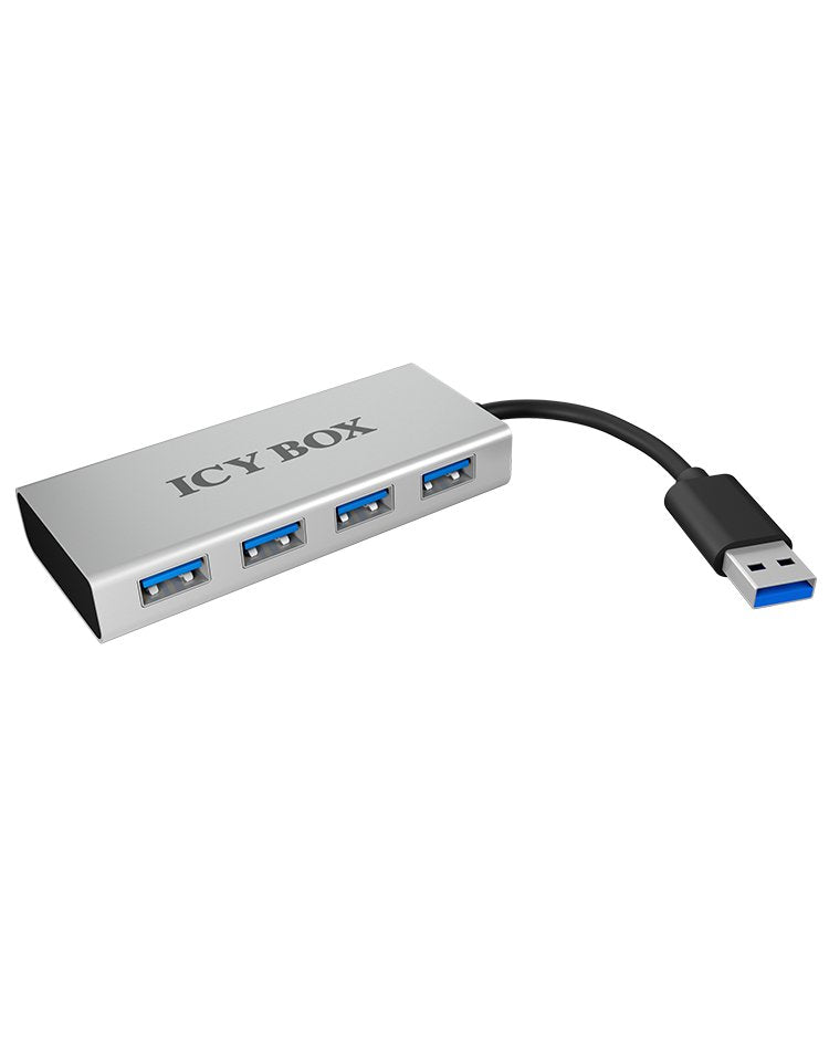 Hub 4 Puertos Icy Box Ib-Ac6104 Usb 3.0 5000 Mbit/S Aluminio Plata