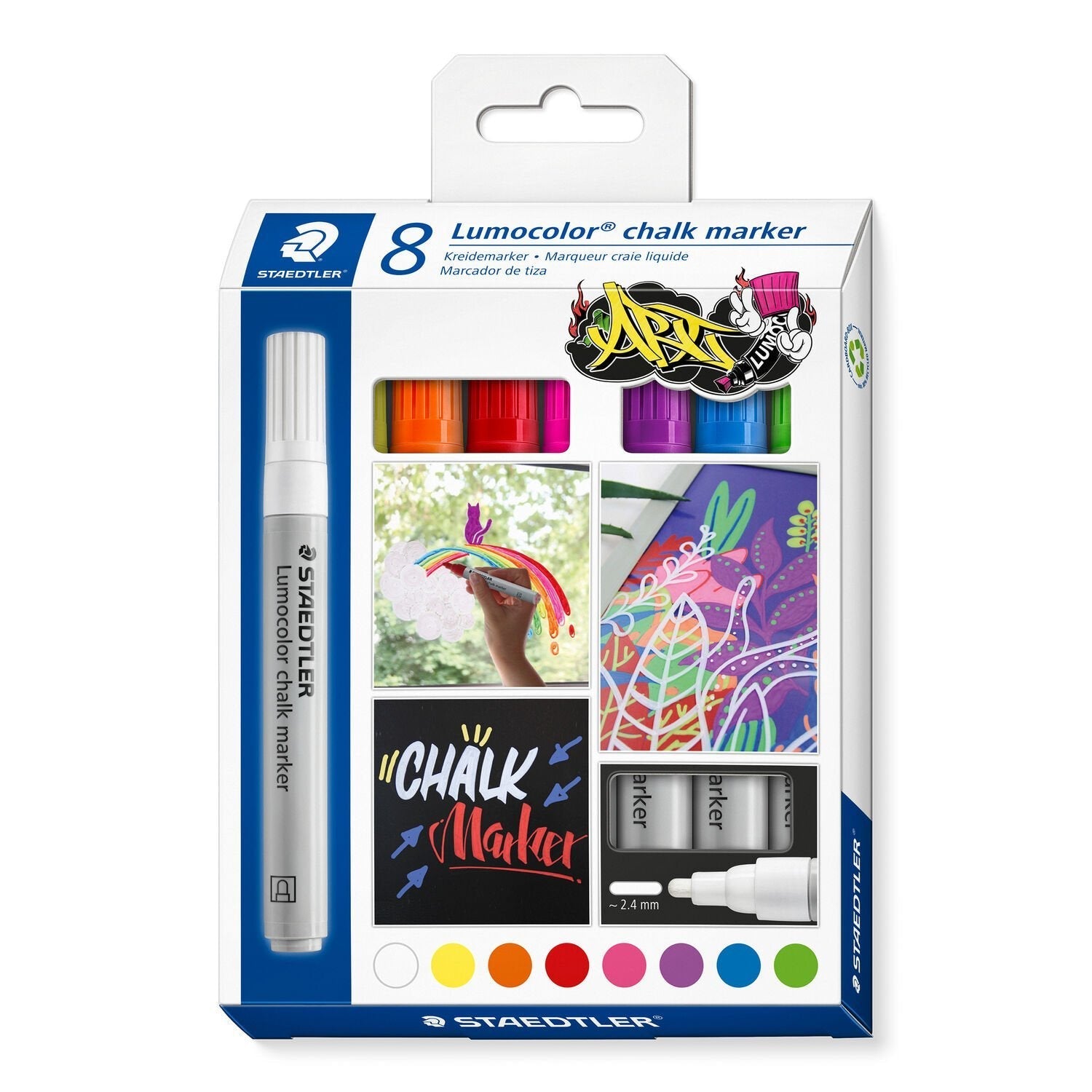 Staedtler Estuche 8 Marcadores Lumocolor 344 Tiza Líquida C/Surtidos