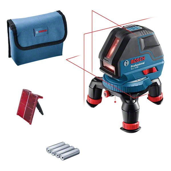 Láser De Líneas Bosch Professional Gll 3-50 Professional, Láser De Líneas Cruzadas Azul/Negro, Objetivo Láser, Bolsa Protectora 601063800