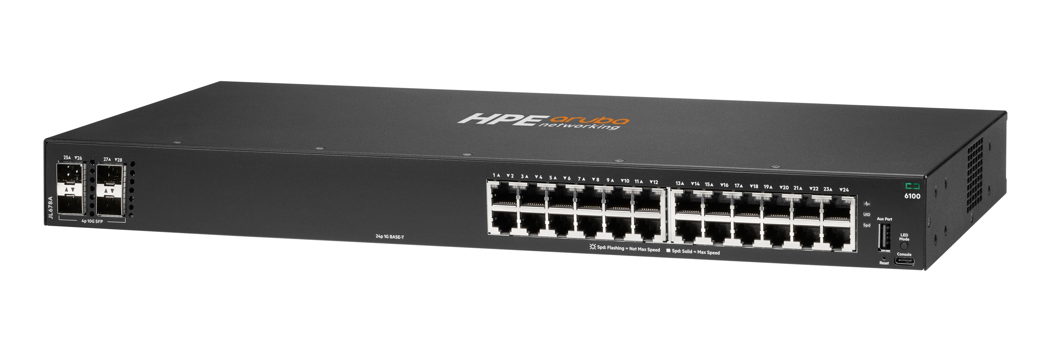 Aruba, A Hewlett Packard Enterprise Company Aruba 6100 24g 4sfp+ Gestionado L3 Gigabit Ethernet (10/100/1000) 1u Negro