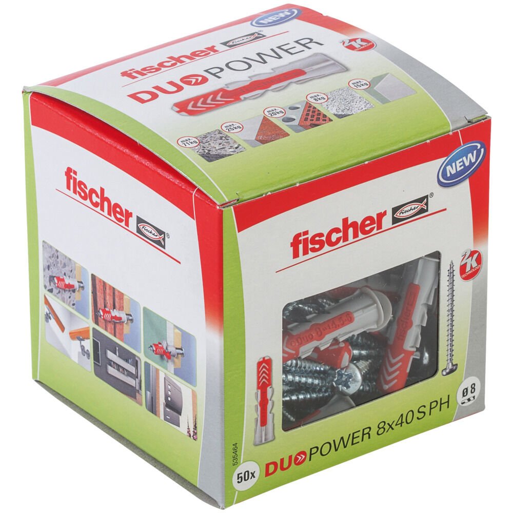 EAN 4048962239935 - Fischer 535464 tornillo de anclaje y taco 50 pieza(s) Juego de enchufes de pared y tornillos 40 mm imagen 1