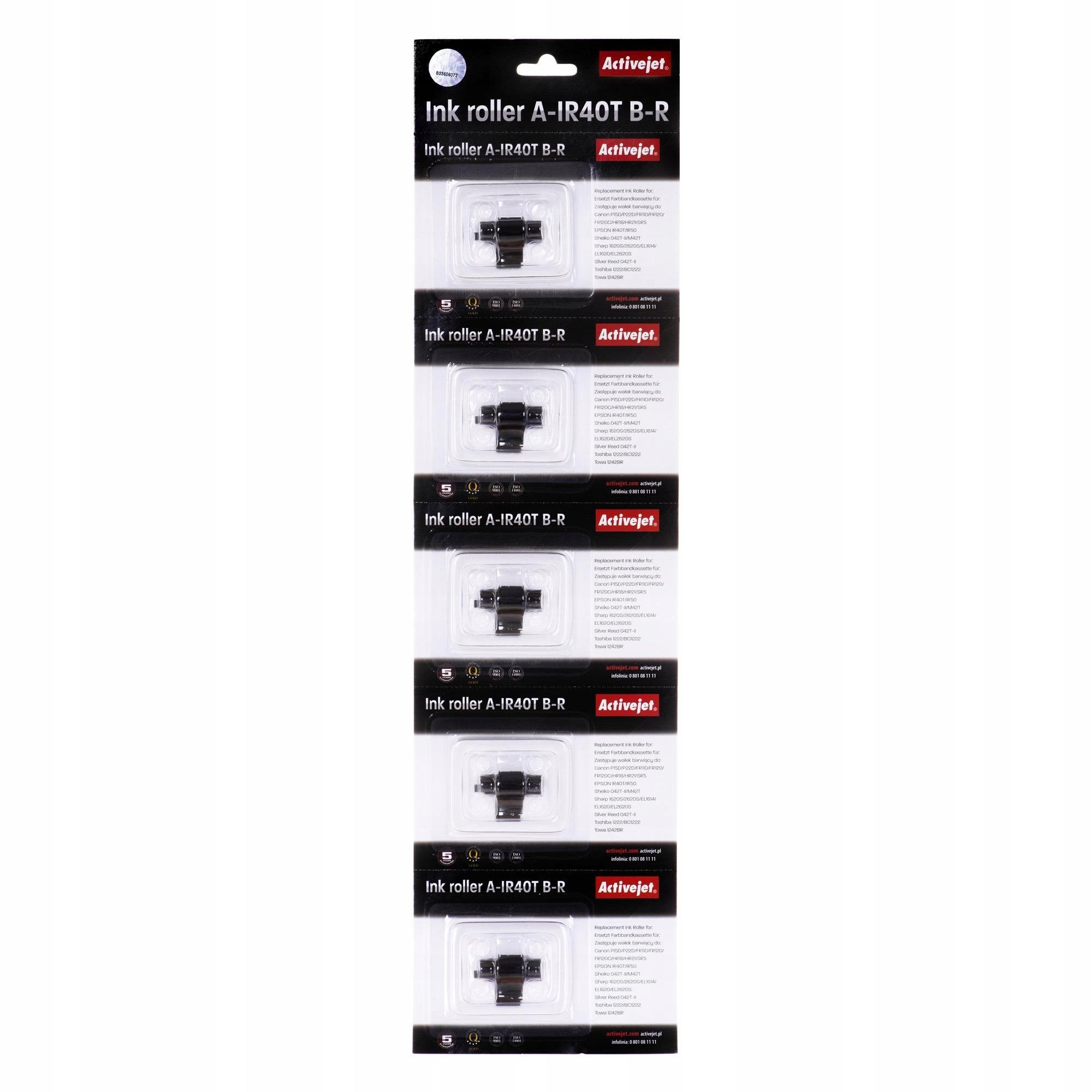 Juego 5 Rodillos De Color Activejet A-Ir40t (Reemplazo Para Epson Ir40t - Supreme - Negro Rojo 5 Piezas)