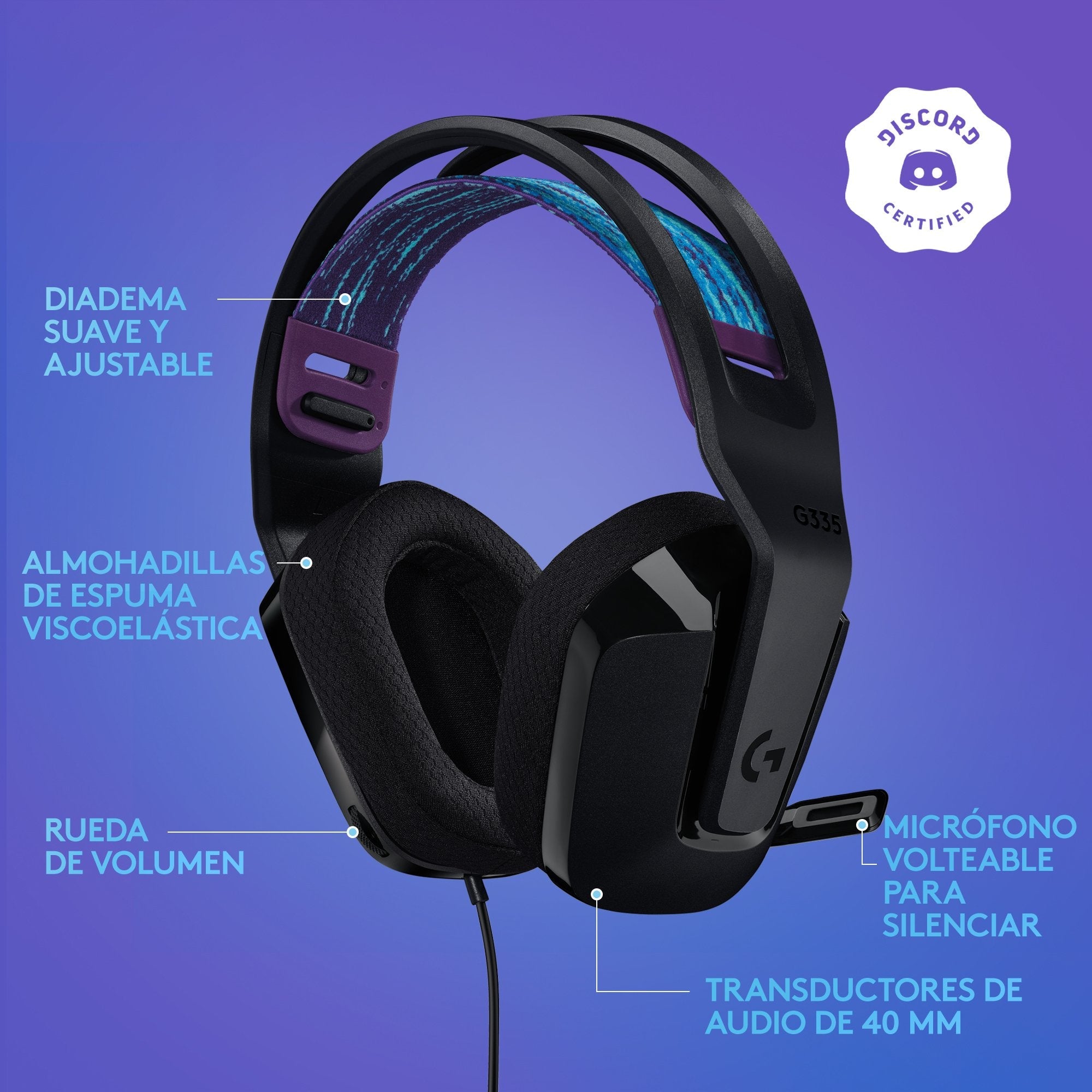 Auriculares Gaming Con Micrófono Logitech G335 Jack 3.5 Negros