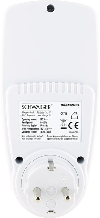 Schwaiger Soem0100 Medidor De Coste Energético Con Display, Blanco