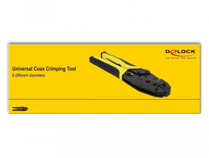 Alicates De Engarzadores Coaxados Universales De Delock, Negro/Amarillo Crimpzange, Por 6 Diámetro Diferente 90295