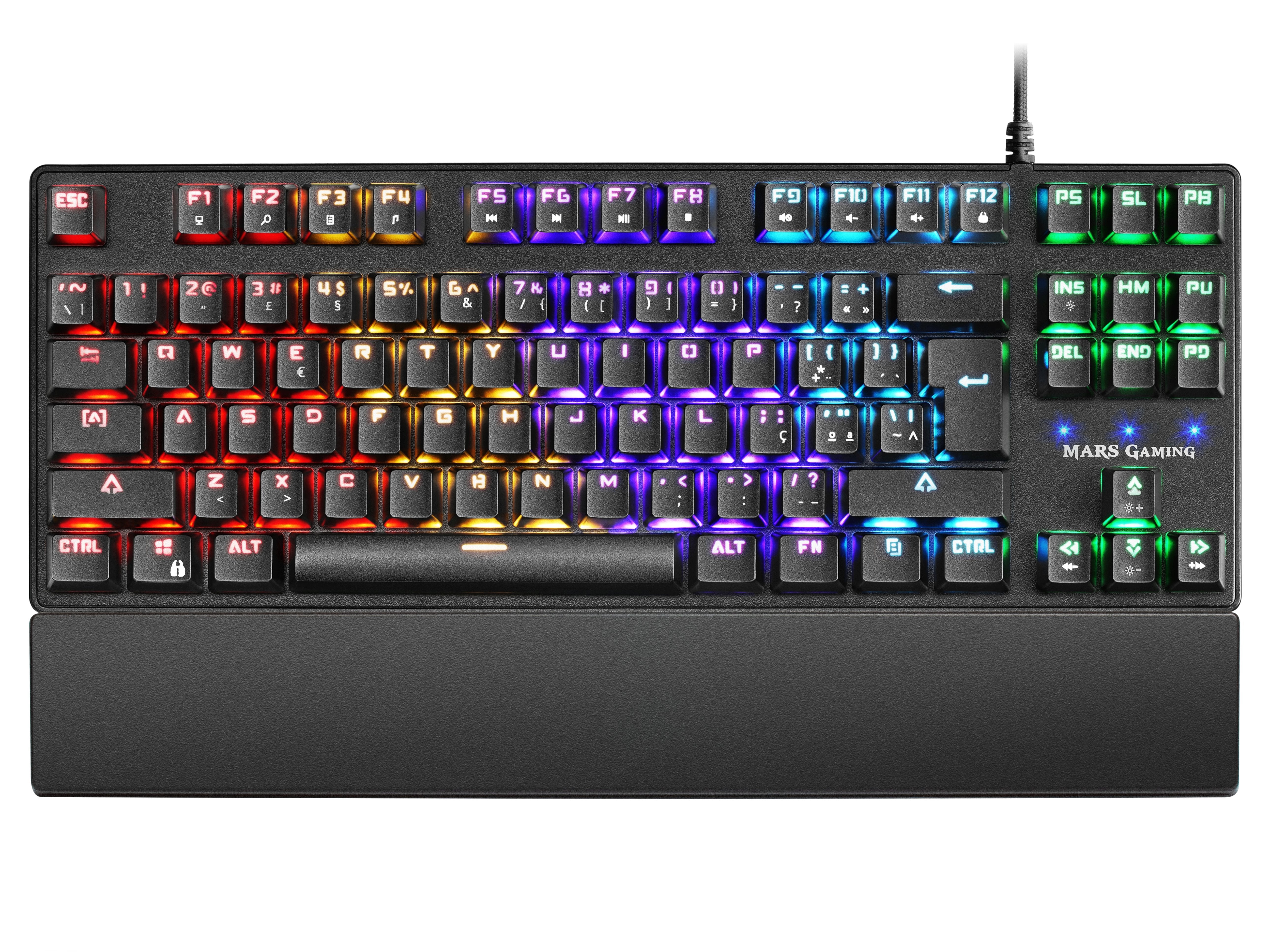 Teclado Mecánico Portugués Mars Gaming Mkxtklbpt Switches Mecánicos Outemu Sq Azul Iluminación Rgb Reposamuñecas Teclas Tec Inyección Dual