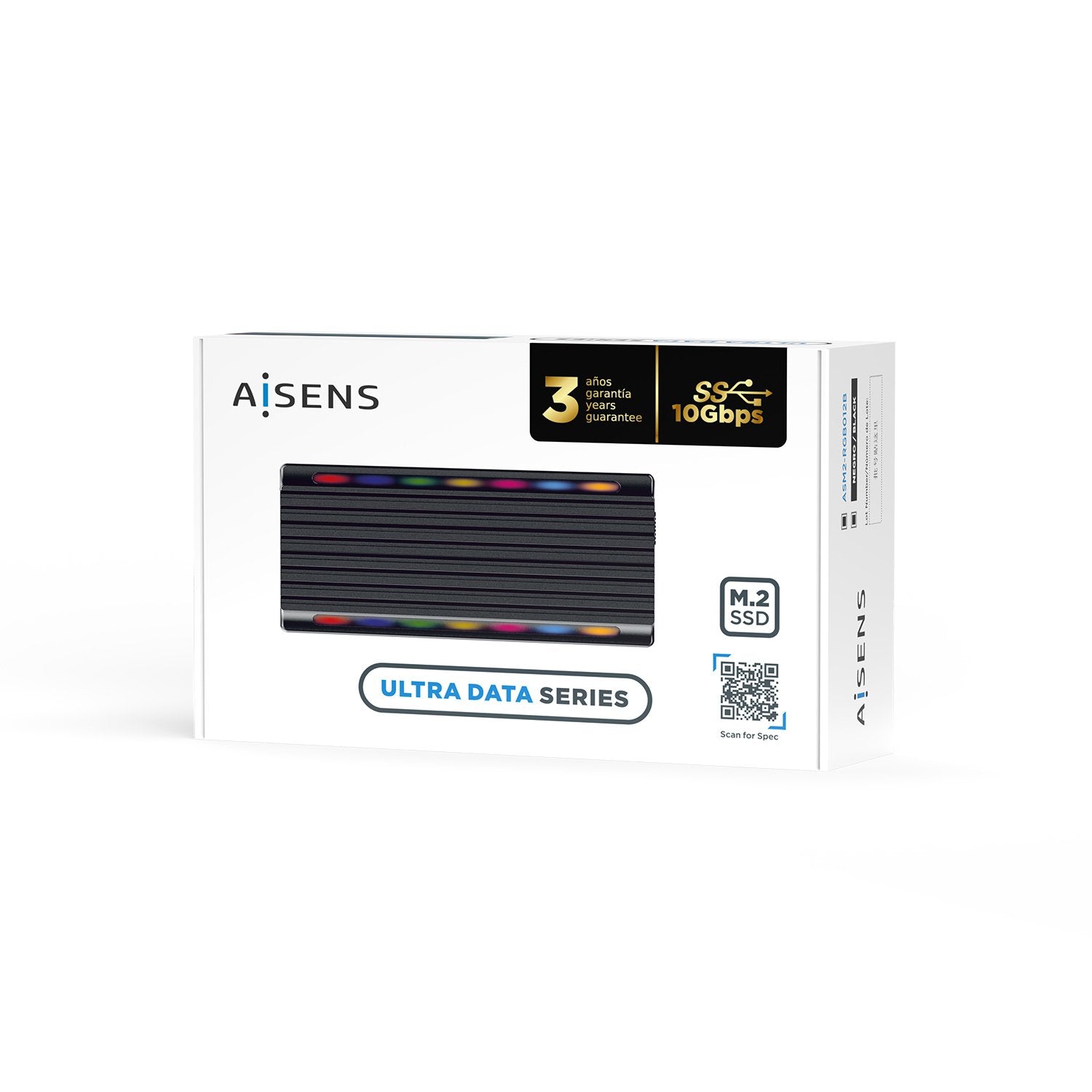 Aisens Caja Externa Para Disco Ssd M.2 Sata Nvme Usb 3.2 Sin Tornillos Asm2-Rgb012b