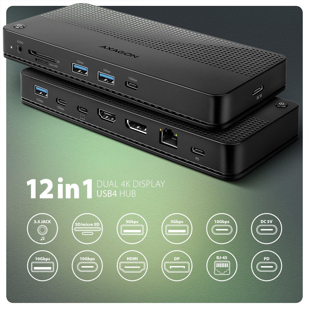EAN 8595247908421 - Axagon HMC-U4 base para portátil y replicador de puertos Alámbrico USB4 Negro imagen 3