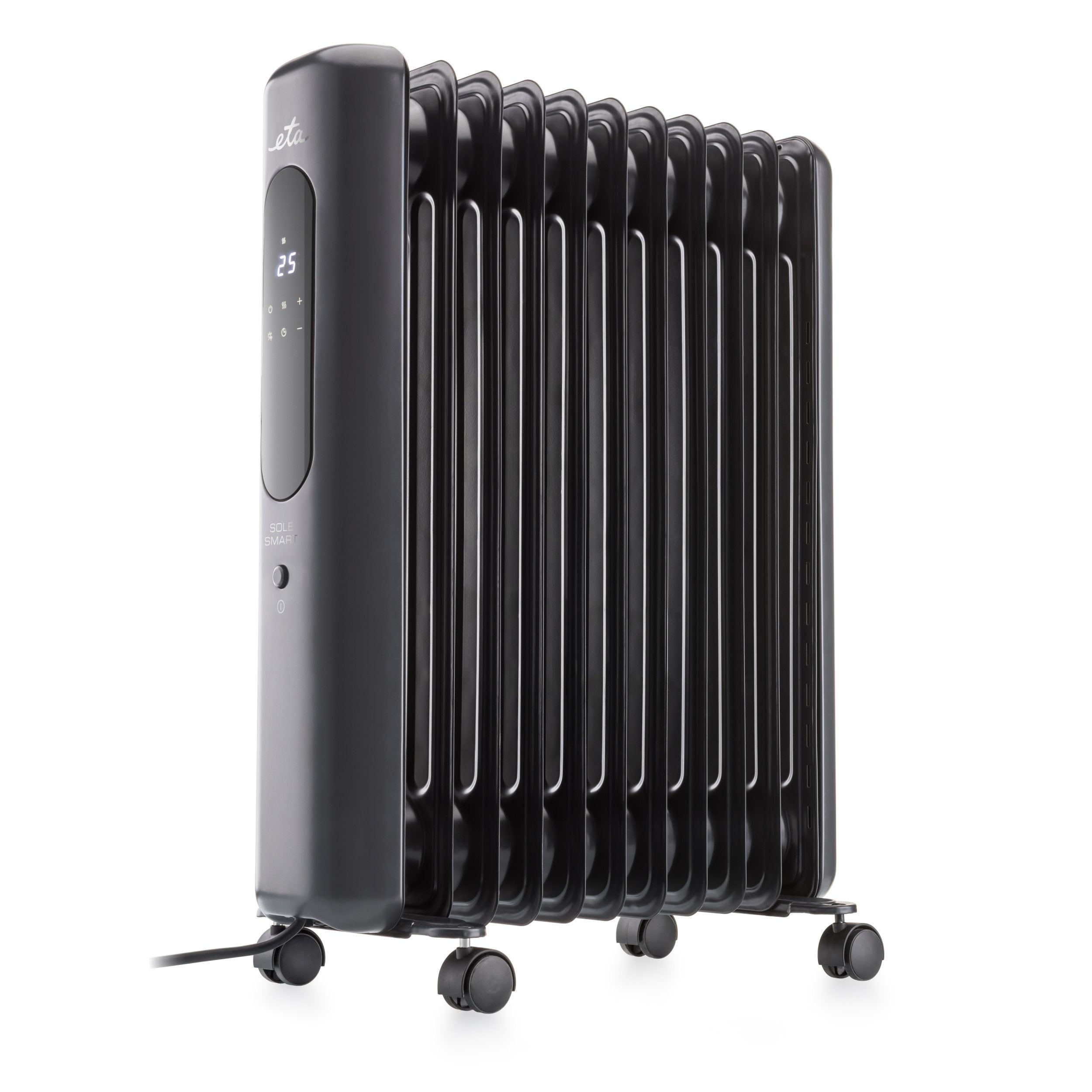 Eta262590000 Sole Smart Oil Radiator, 2500 W, 11 Ribs, Black